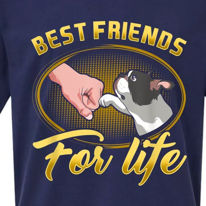 Bestfriends For Life Boston Terrier Dog Mom Dog Dad Funny Sueded Cloud Jersey T-Shirt