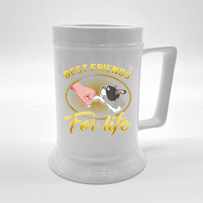 Bestfriends For Life Boston Terrier Dog Mom Dog Dad Funny Front & Back Beer Stein