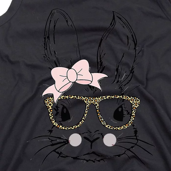 Bunny Face Leopard Glasses Headband Happy Easter Day Tank Top