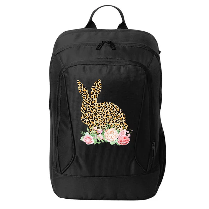 Bunny Flowers Leopard  Happy Easter Day City Backpack