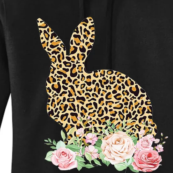 Bunny Flowers Leopard  Happy Easter Day Women's Pullover Hoodie