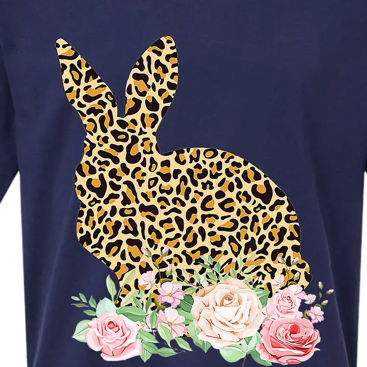 Bunny Flowers Leopard  Happy Easter Day Sueded Cloud Jersey T-Shirt