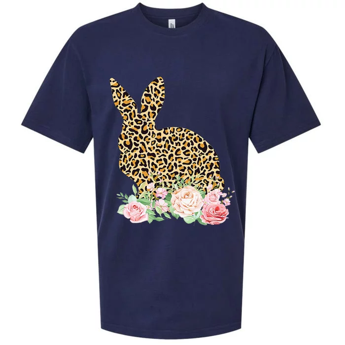 Bunny Flowers Leopard  Happy Easter Day Sueded Cloud Jersey T-Shirt