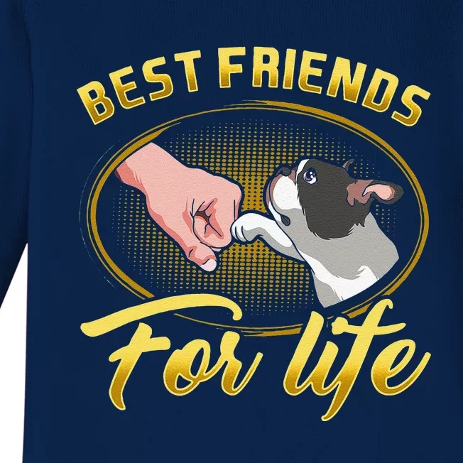 Bestfriends For Life Boston Terrier Dog Mom Dog Dad Funny Baby Long Sleeve Bodysuit