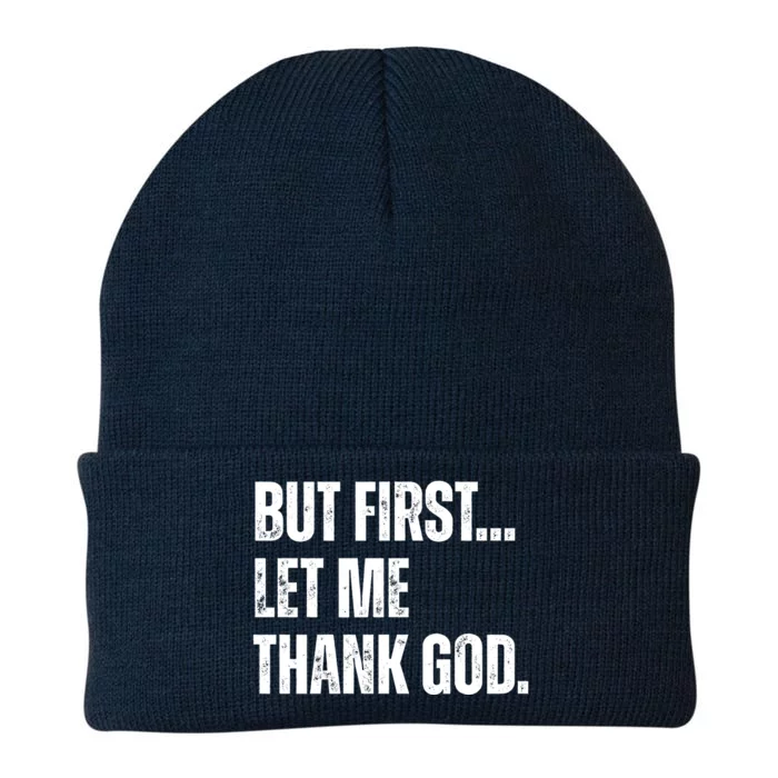 But First Let Me Thank God Christianity Vintage Knit Cap Winter Beanie