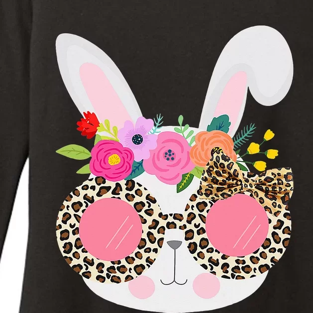 Bunny Face Leopart Print Easter Basket Stuffer Womens CVC Long Sleeve Shirt