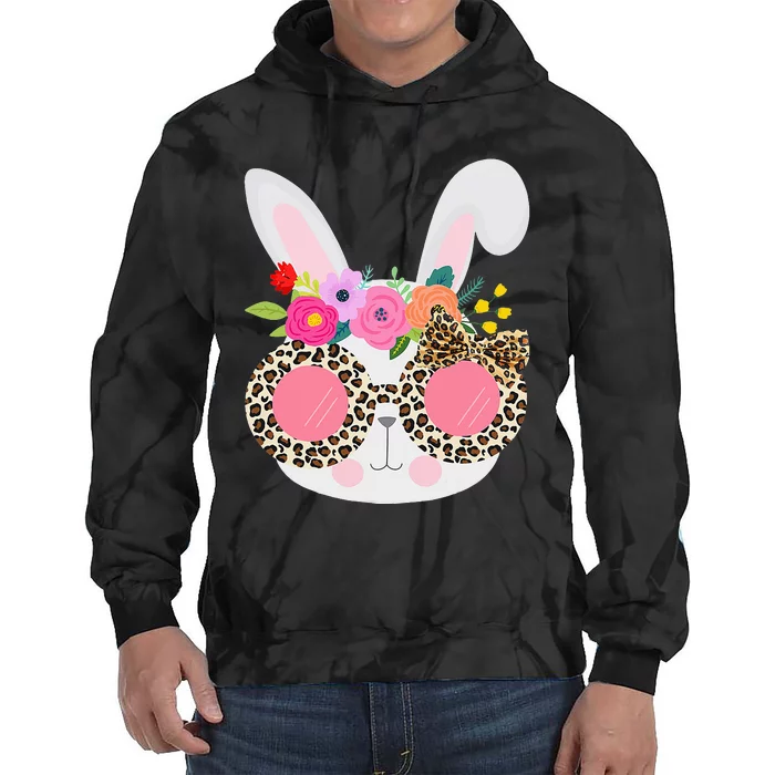 Bunny Face Leopart Print Easter Basket Stuffer Tie Dye Hoodie