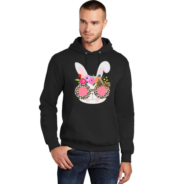 Bunny Face Leopart Print Easter Basket Stuffer Tall Hoodie