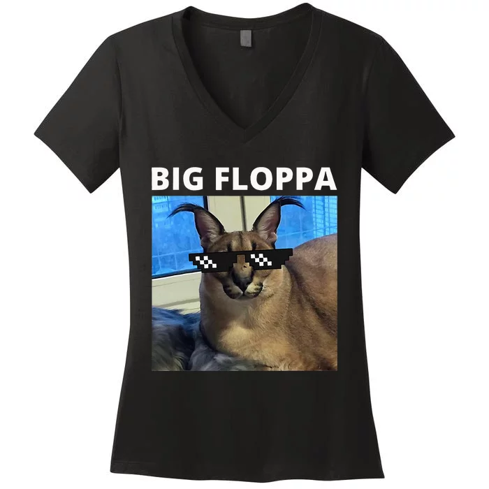 Big Floppa Meme Cat Women's V-Neck T-Shirt