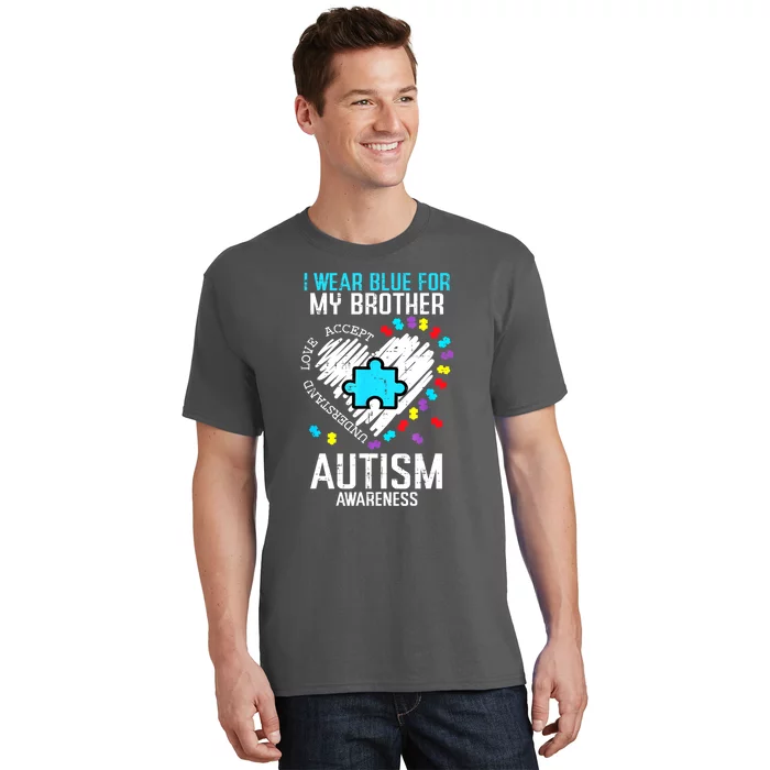 Blue For My Brother Family Sister Sibling Autism Awareness Gift T-Shirt