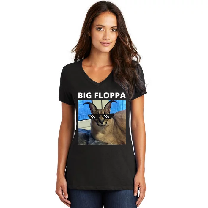 Big Floppa Meme Cat Women's V-Neck T-Shirt