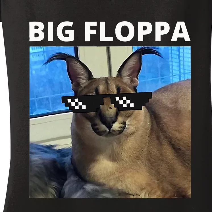 Big Floppa Meme Cat Women's V-Neck T-Shirt