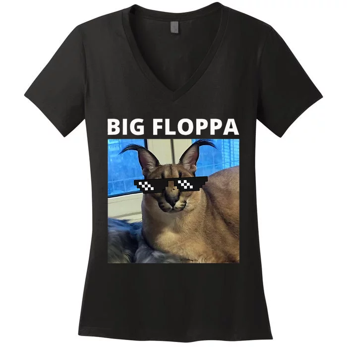 Big Floppa Meme Cat Women's V-Neck T-Shirt