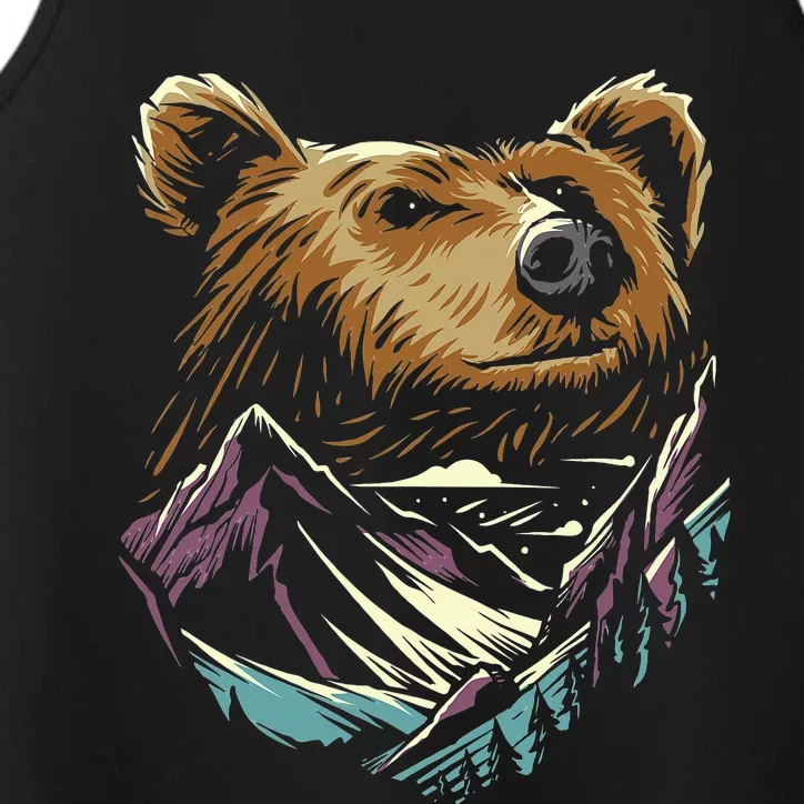 Bear Forest Mountain funny camping lovers Performance Tank