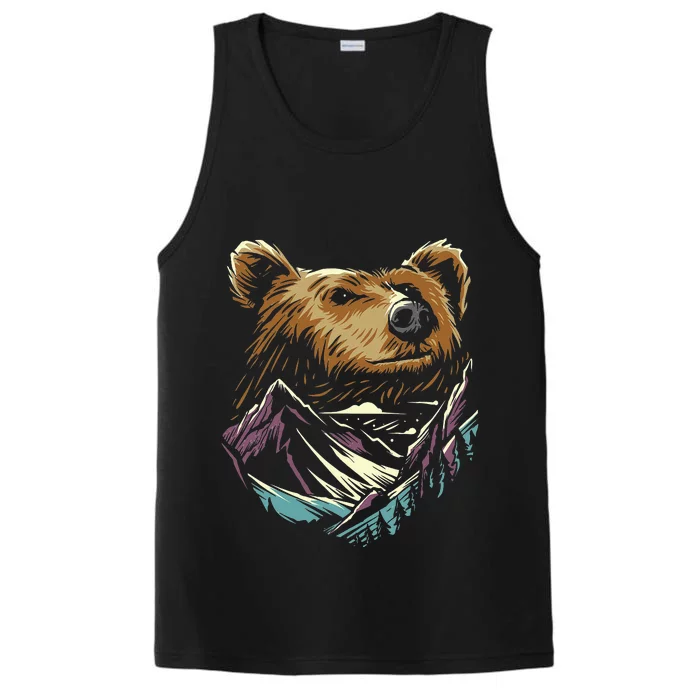 Bear Forest Mountain funny camping lovers Performance Tank