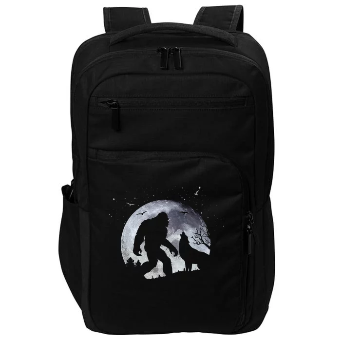 Bigfoot Full Moon Howling Wolf Halloween Impact Tech Backpack