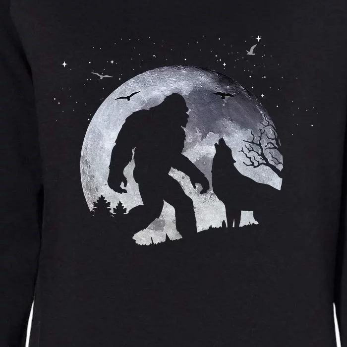 Bigfoot Full Moon Howling Wolf Halloween Womens California Wash Sweatshirt