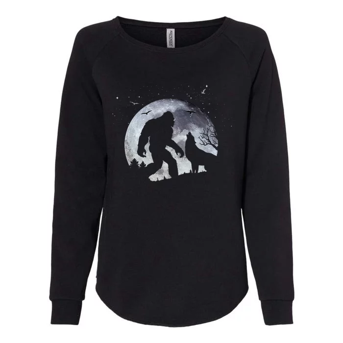 Bigfoot Full Moon Howling Wolf Halloween Womens California Wash Sweatshirt