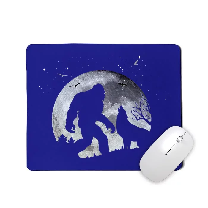 Bigfoot Full Moon Howling Wolf Halloween Mousepad