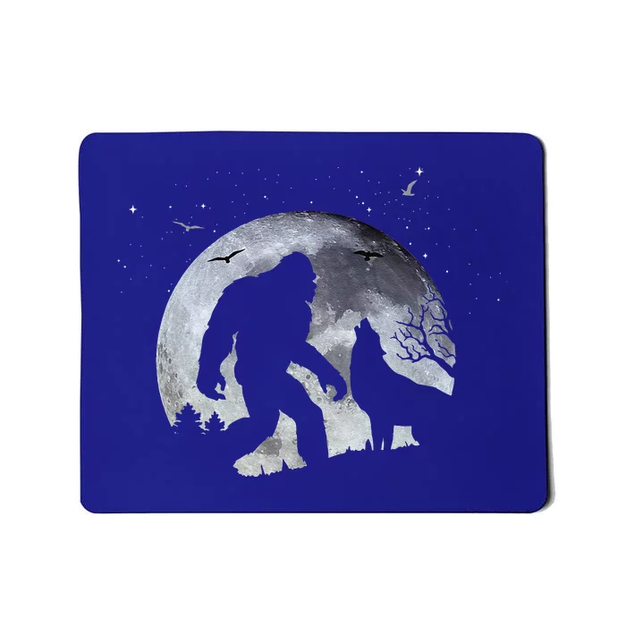 Bigfoot Full Moon Howling Wolf Halloween Mousepad