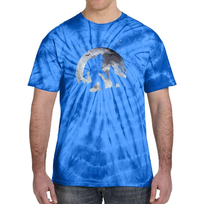 Bigfoot Full Moon Howling Wolf Halloween Tie-Dye T-Shirt