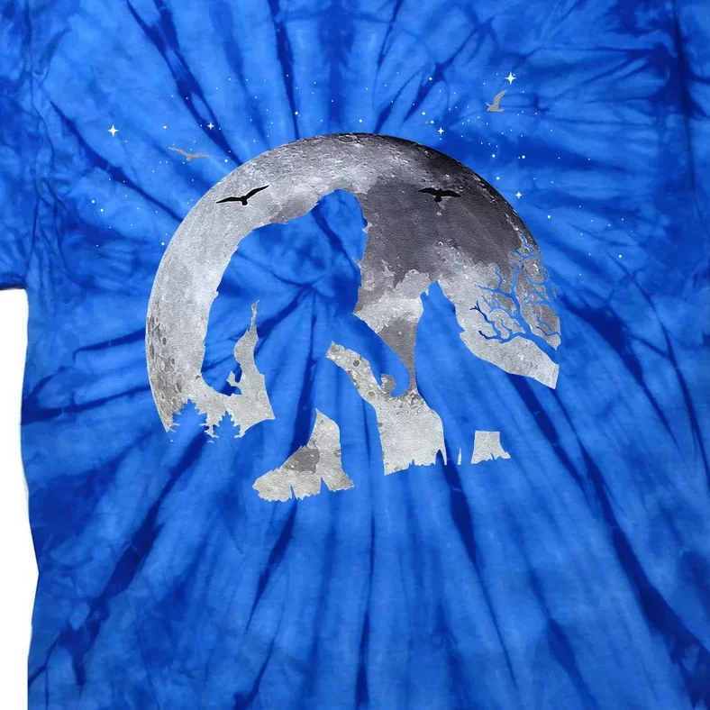 Bigfoot Full Moon Howling Wolf Halloween Tie-Dye T-Shirt