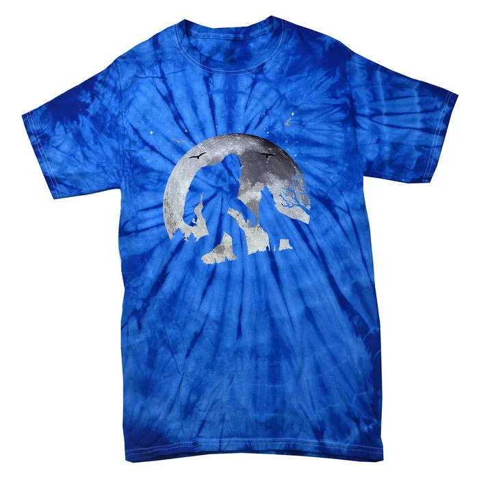 Bigfoot Full Moon Howling Wolf Halloween Tie-Dye T-Shirt