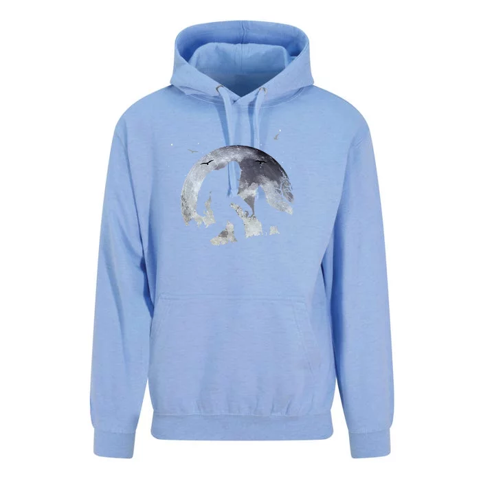 Bigfoot Full Moon Howling Wolf Halloween Unisex Surf Hoodie