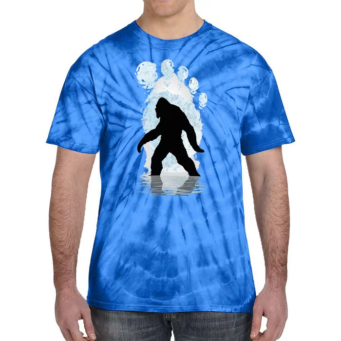 Bigfoot Footprint Moon Light Funny Sasquatch Tie-Dye T-Shirt