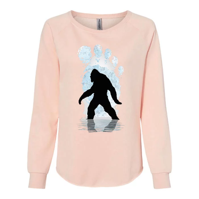 Bigfoot Footprint Moon Light Funny Sasquatch Womens California Wash Sweatshirt