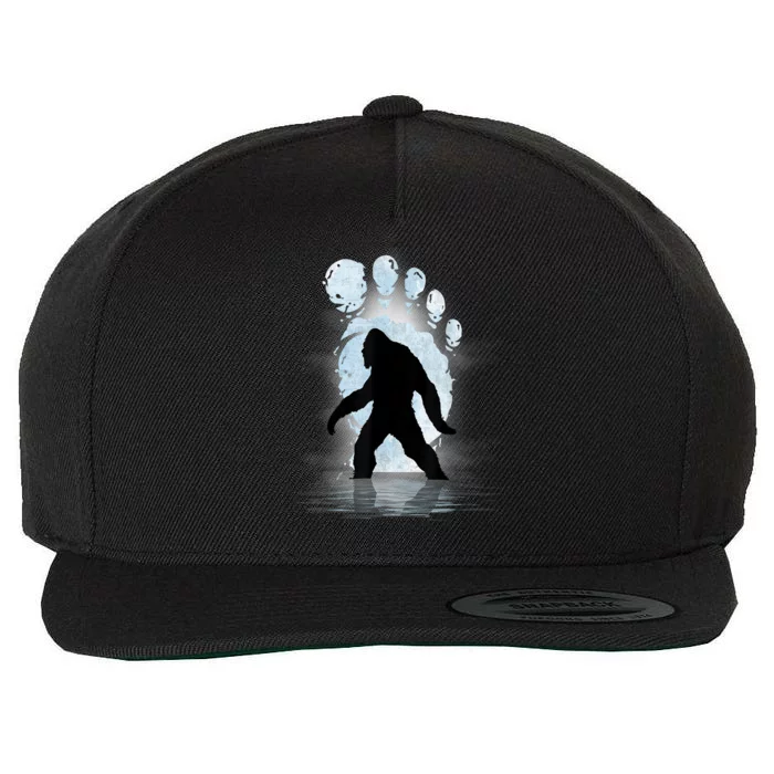 Bigfoot Footprint Moon Light Funny Sasquatch Wool Snapback Cap