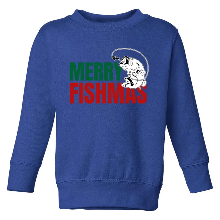 Bass Fish Merry Fishmas Gift Toddler Sweatshirt