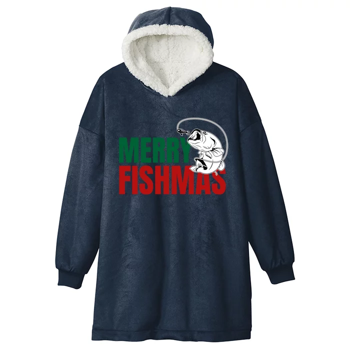 Bass Fish Merry Fishmas Gift Hooded Wearable Blanket