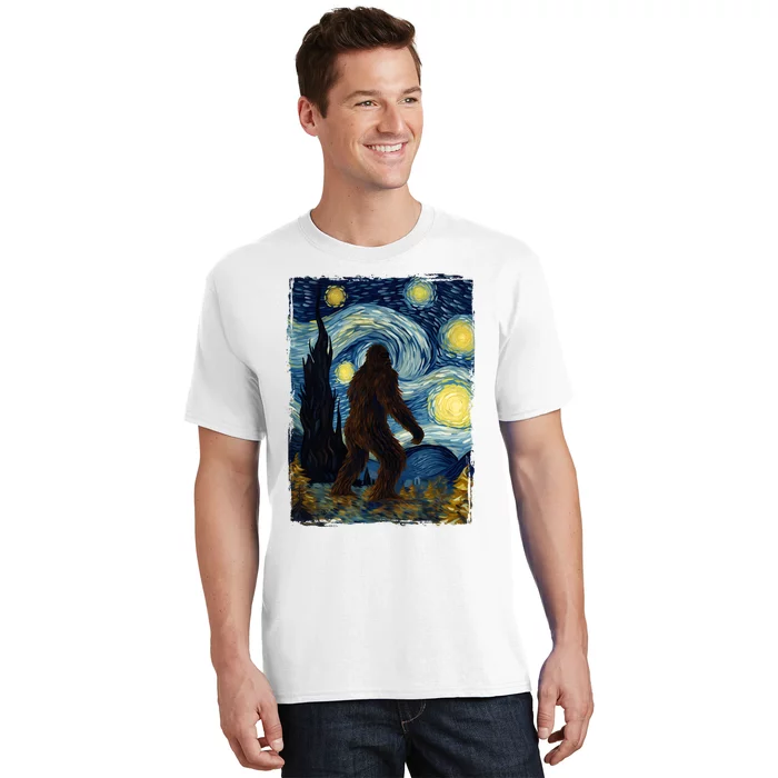 Bigfoot For Men Women Bigfoot Starry Night Van Gogh T-Shirt