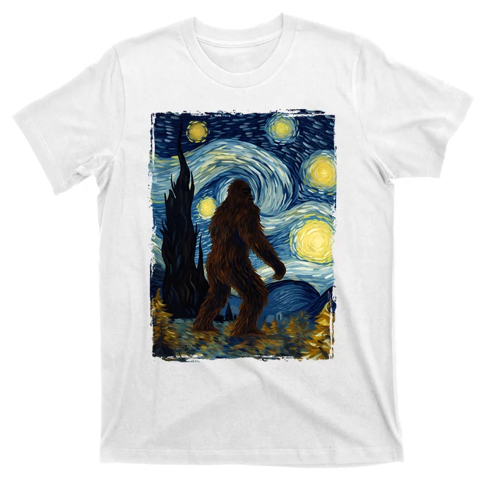 Bigfoot For Men Women Bigfoot Starry Night Van Gogh T-Shirt