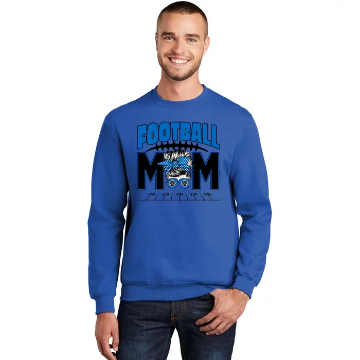 Blue Football Mom Messy Bun American Football Lover Funny Gift Great Gift Sweatshirt