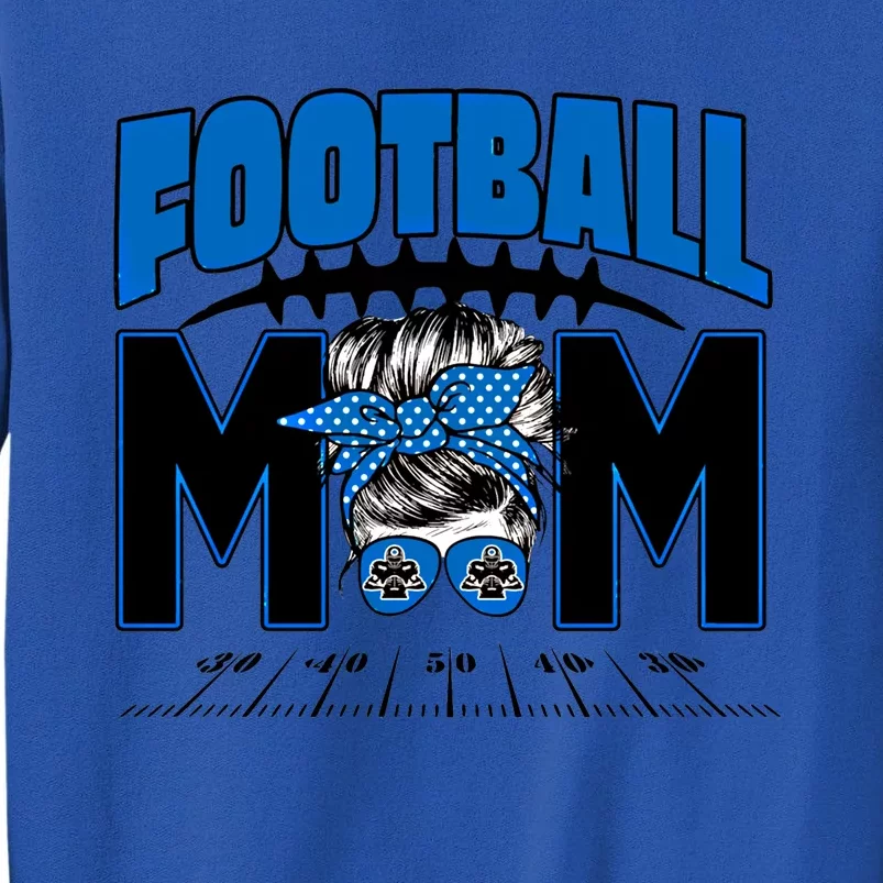 Blue Football Mom Messy Bun American Football Lover Funny Gift Great Gift Sweatshirt