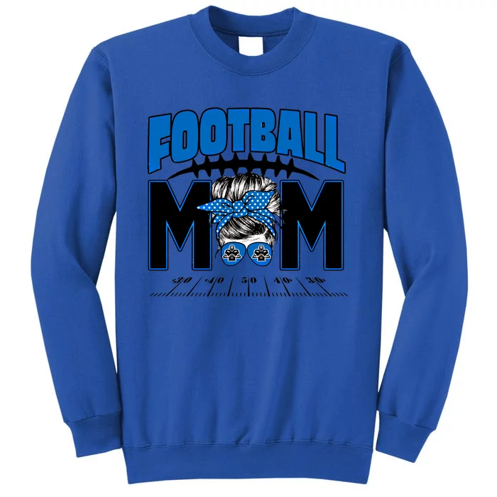 Blue Football Mom Messy Bun American Football Lover Funny Gift Great Gift Sweatshirt