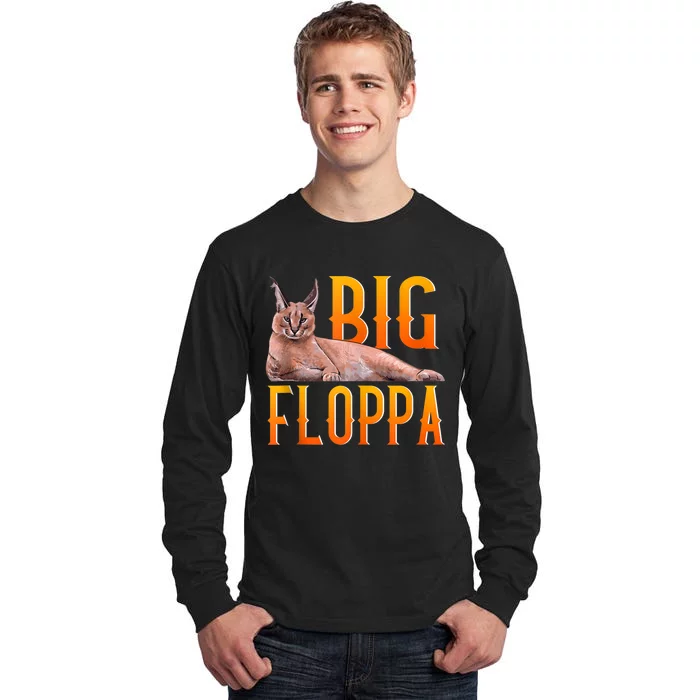 Big Floppa Meme Cute Caracal Cat Ank Op Tall Long Sleeve T-Shirt