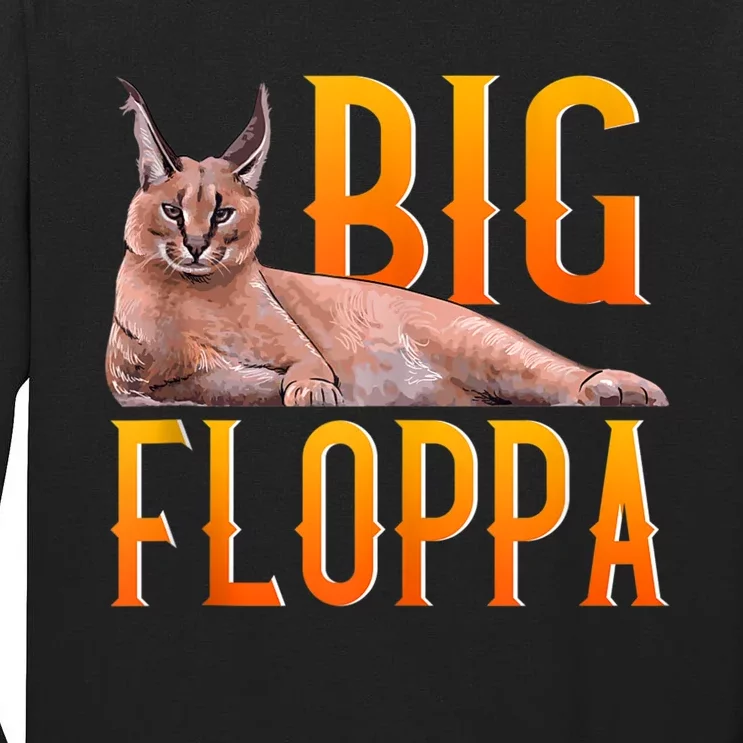 Big Floppa Meme Cute Caracal Cat Ank Op Tall Long Sleeve T-Shirt