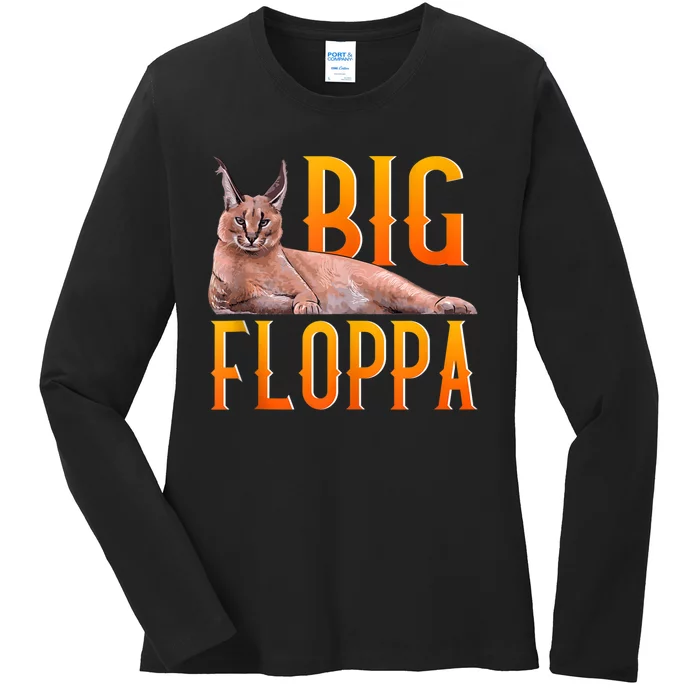 Big Floppa Meme Cute Caracal Cat Ank Op Ladies Long Sleeve Shirt