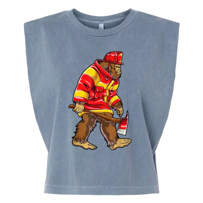 Bigfoot Firefighter Men Thin Red Line Sasquatch Lover Garment-Dyed Women's Muscle Tee