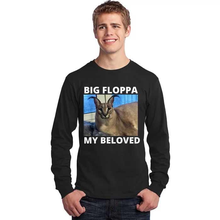 Big Floppa Is Calling Caracal Big Cat Floopa Memes Long Sleeve Shirt