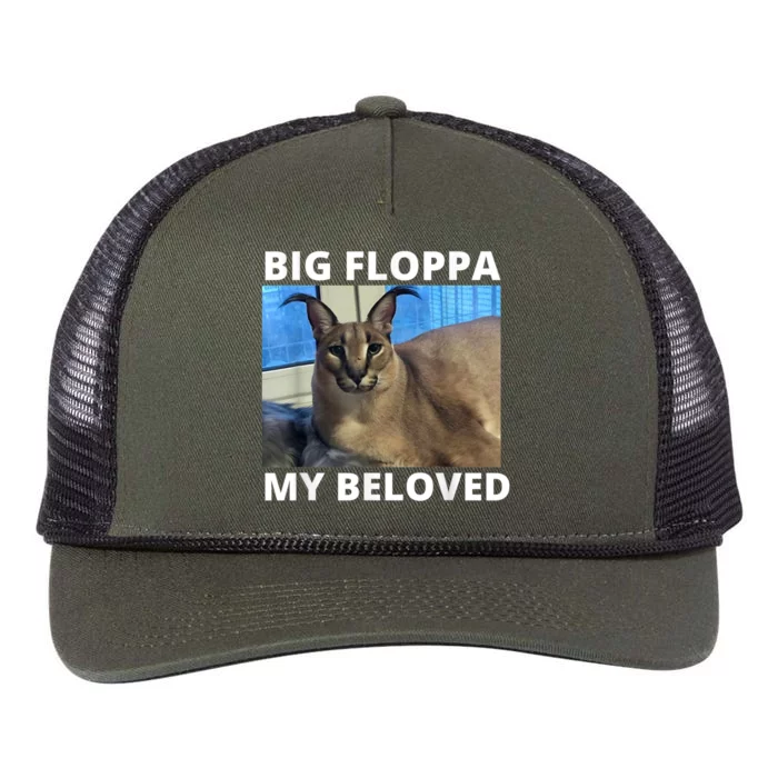 Big Floppa My Beloved Caracal Cat Meme Retro Rope Trucker Hat Cap