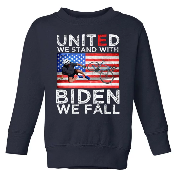 Biden Falling Memes United We Stand With Biden We Fall Funny Toddler Sweatshirt