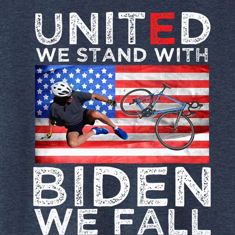 Biden Falling Memes United We Stand With Biden We Fall Funny Women's Crop Top Tee