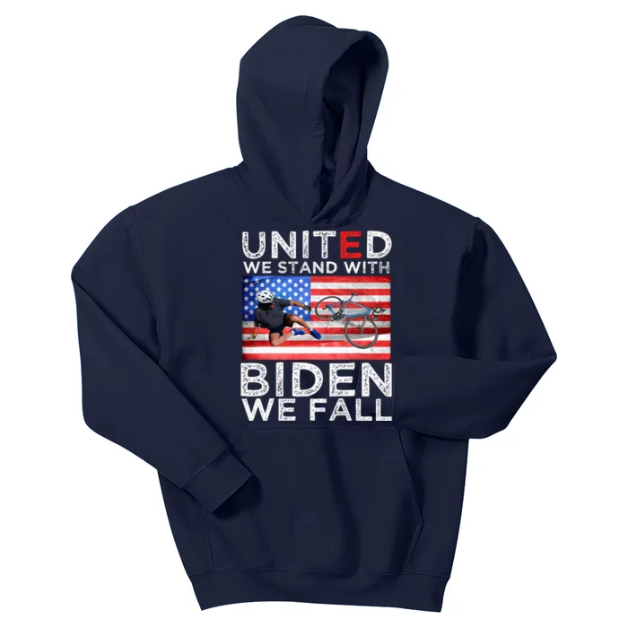 Biden Falling Memes United We Stand With Biden We Fall Funny Kids Hoodie