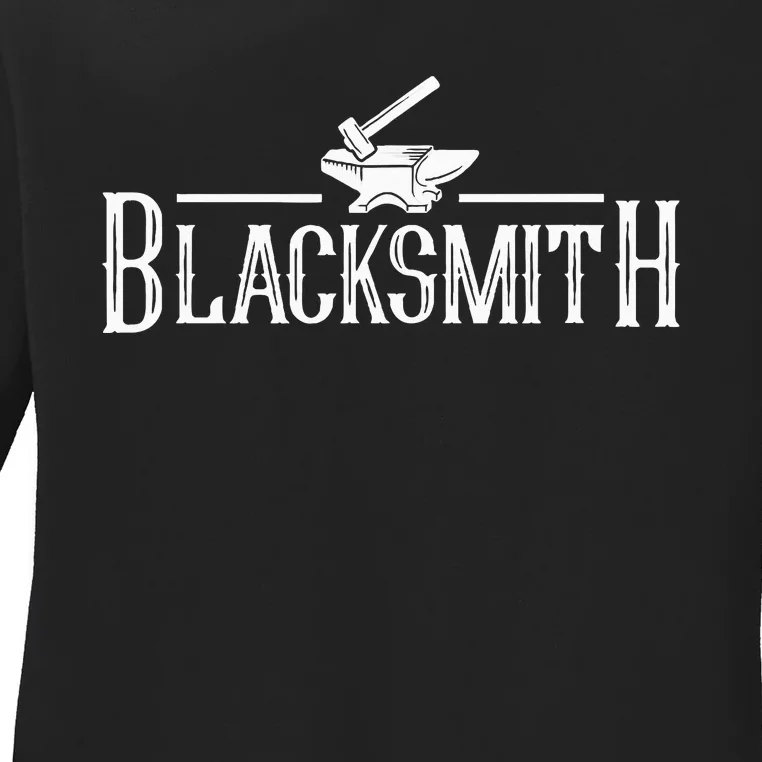 Blacksmith Farrier Metal Iron Forging Blacksmithing Ladies Long Sleeve Shirt