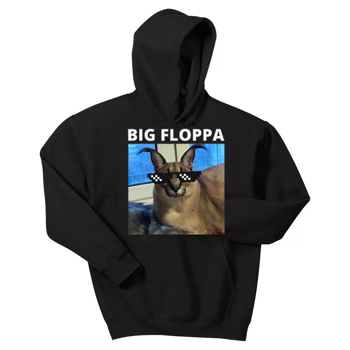 Big Floppa Meme Cat Kids Hoodie