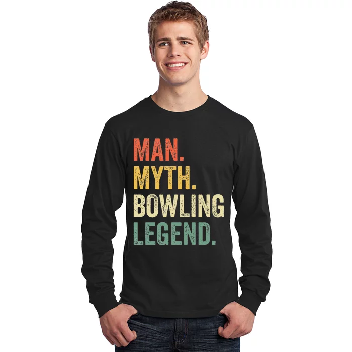 Bowler Funny Man Myth Bowling Team Legend Vintage Long Sleeve Shirt